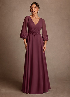 Azazie Yorba Moeder van de bruid jurken A-Lijn Jurk van Chiffon Kant Cabernet image1