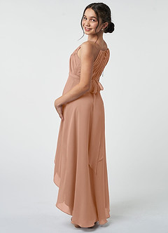 Azazie Oaklynn Junior A라인 주름진 쉬폰 비대칭 주니어 신부 들러리 드레스 image5