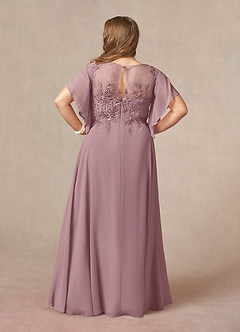 Azazie Faviola Abiti per la Madre della Sposa Abito A-Line in Chiffon con Scollo a Barca e Paillettes Rosa Polverosa image8