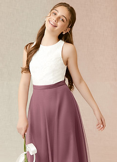 Azazie Albertine Junior Amethyst A-Line Lace Chiffon Dress image5
