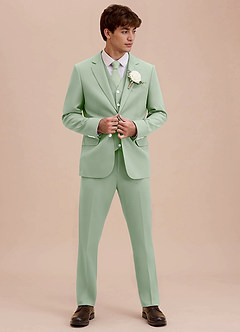 front Ethan Stoffige Salie Verfijnd geweven 3-delig pak