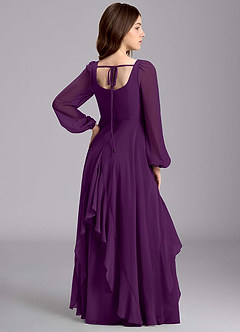 Azazie Clara Junior Abito A-Line in Chiffon Blusa Uva image8