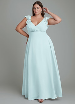 Azazie Leilani Bridesmaid Dresses Mist A-Line Pleated Chiffon Dress image6