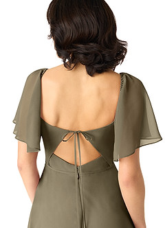 Azazie Chloe Brautjungfernkleider A-Linie Herzausschnitt Chiffon Kleid Weidengrün image3