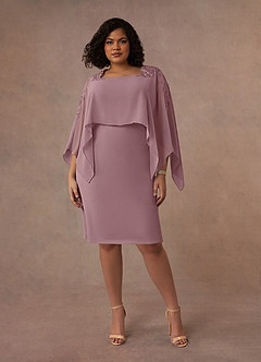 Azazie Maryam Mother of the Bride Dresses Dusty Rose Sheath Lace Chiffon Dress image6