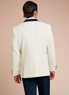 front Adrian Dark Navy Shawl Lapel Structured Stretch Tuxedo Jacket