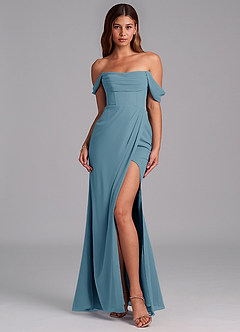 Azazie Johana Jurken voor bruidsmeisjes Converteerbaar Jurk van Chiffon met Zeemeermin Off the Shoulder Bermuda image3