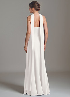 Azazie Ilana Brautjungfernkleider A-Linie Schulterfrei Chiffon Kleid Weiß image2