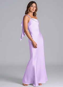 Azazie Driea Brudtärnklänningar Klä av Sjöjungfru i Stretch Satin Ena axeln Lila image5