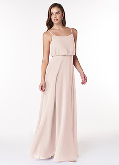 Azazie Lupe Bridesmaid Dresses Rose Petal A-Line Scoop Blouson Chiffon Dress image4