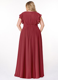 Azazie Daphne Bescheidene Brautjungfernkleider A-Linie Gekräuselt Chiffon Bodenlänge Kleid image7