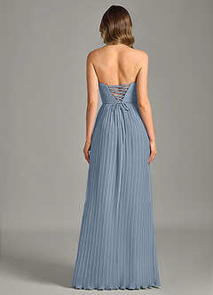 Azazie Becka Bridesmaid Dresses Dusty Blue A-Line Strapless Chiffon Dress image2