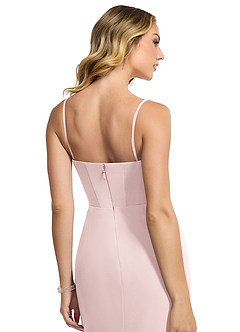 Azazie Zia Robes de demoiselle d'honneur Robe Fourreau Convertible en Mousseline de soie Fente Latérale Rose Pâle image8