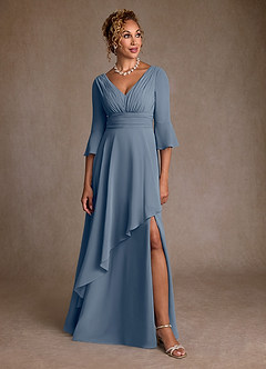 Azazie Eire Kleider für die Brautmutter A-Linie Plissee Chiffon Kleid Zwielichtviolett image4