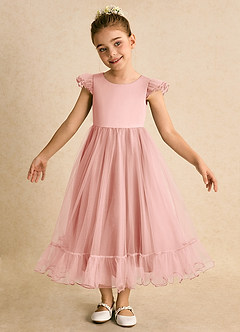 Azazie Phebs Flower Girl Dresses Rosette A-Line Tulle Dress image4