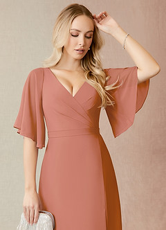 Azazie Cierra Final Sale MAI TAI A-Line V-Neck Chiffon Dress image6