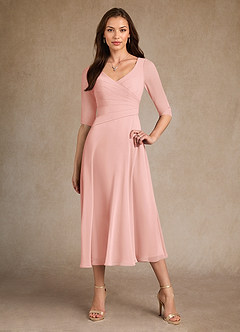 Azazie Durant vestidos de madre de la novia Vestido de Rosetón de Gasa de Corte En A con Plisado image4