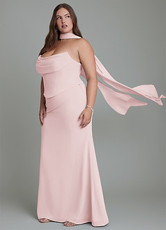 Azazie Sorrel Bridesmaid Dresses Blushing Pink Mermaid Corset Chiffon Dress image14