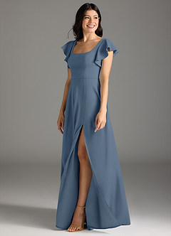 Azazie Bondi Final Sale Twilight A-Line Ruched Stretch Crepe Dress image4