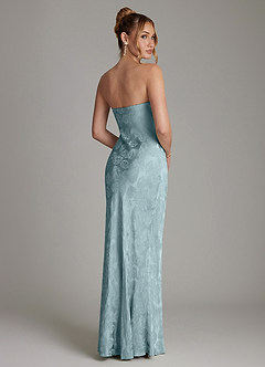 Azazie Viv Robes de demoiselle d'honneur Robe Fourreau en Jacquard Sans bretelles Jacquard Bleu Clair image2