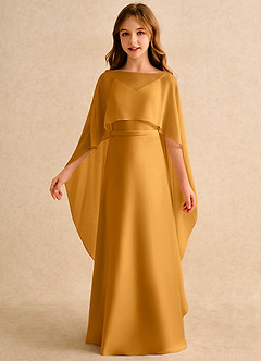 Azazie Fishie Girls Formal Flower Girl Dresses Butterscotch A-Line Matte Satin Dress image5