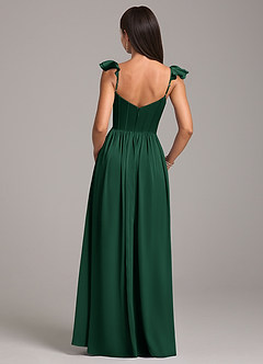 Azazie Denisse Bridesmaid Dresses Dark Green A-Line Ruched Stretch Satin Dress image2
