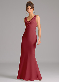 Azazie Rylina Bridesmaid Dresses Pomegranate Mermaid Pleated Chiffon Dress image5