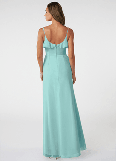 Azazie Natalia Brautjungfernkleider A-Linie Chiffon Kleid Aqua image2