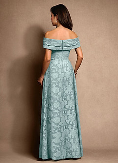 Azazie New Britain Kleider für die Brautmutter A-Linie Plissee Blumen-Burnout Kleid Nebel image3