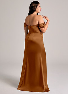 Azazie Saige 신부 들러리 드레스 쉬스 오프 더 숄더 메탈릭 새틴 바닥 길이 드레스 image14