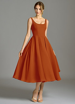 Azazie Amalie Bridesmaid Dresses Paprika A-Line Pleated Chiffon Dress image3