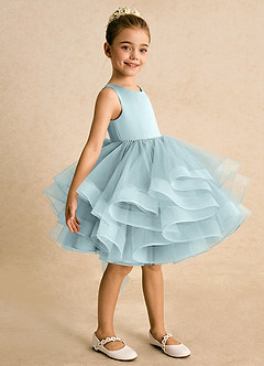 Azazie Tinie Flower Girl Dresses Mist Ball-Gown Bow Tulle Dress image4