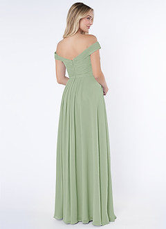 Azazie Audrianna Bridesmaid Dresses Dusty Sage A-Line Off-The-Shoulder Gathered Chiffon Convertible Dress image4
