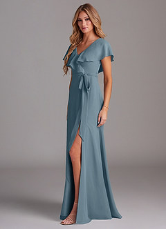 Azazie Lainey Bridesmaid Dresses Twilight A-Line with Pockets Chiffon Dress image4