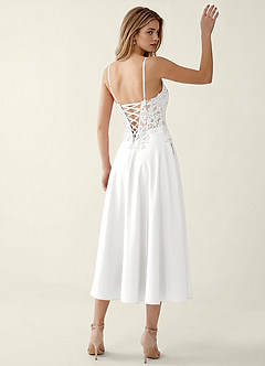 Corinna White Satin Lace Corset A-line Maxi Dress image2