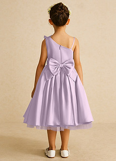 Azazie Lollipop Flower Girl Dresses Frosted Lilac A-Line One Shoulder Matte Satin Dress image3
