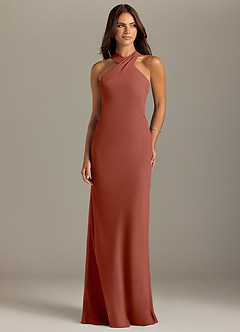 Azazie Doretta Bridesmaid Dresses Auburn Mermaid Pleated Chiffon Dress image1