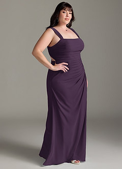 Azazie Jesaphine Bridesmaid Dresses Plum Sheath Bow Chiffon Dress image10
