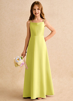 Azazie Joella Girls Formal Abiti da Ragazza di Fiori Abito A-Line in Raso Opaco Plissettato Canarino image6