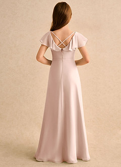Azazie Nari Girls Formal Flower Girl Dresses English Rose A-Line with Sleeves Chiffon Dress image2