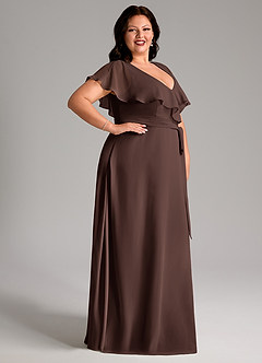 Azazie Lainey Abiti da Damigella Abito A-Line in Chiffon Con Tasche Ganache image12