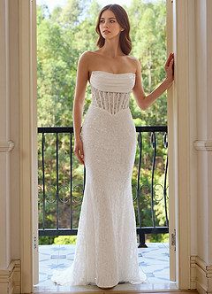 Orianthe White Sheer Corset Sequin Embroidery Mermaid Prom Dress image6