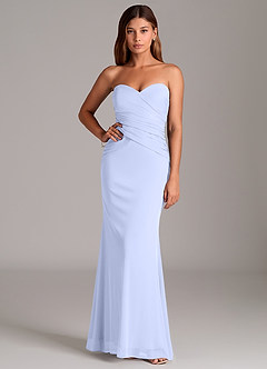 Azazie Katelyn Jurken voor bruidsmeisjes Converteerbaar Jurk van Mesh met Kolom Strapless Lavendel image5
