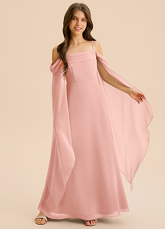 Azazie Moana Junior Linia A Pofałdowany Szyfon Długość podłogi Młodsza druhna Sukienka image6