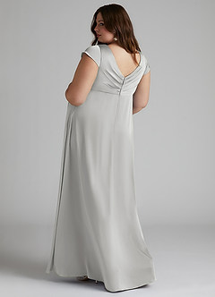 Azazie Allessia Maternity Bridesmaid Dresses A-Line Pleated Stretch Satin Floor-Length Dress image9