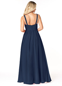 Azazie Chanel Bridesmaid Dresses Dark Navy A-Line Pleated Chiffon Dress image2