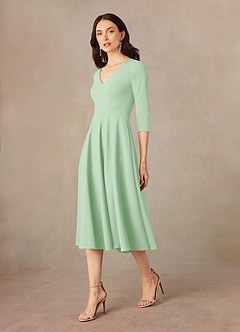 Azazie Nassif Mother of the Bride Dresses Dusty Sage A-Line Stretch Crepe Dress image2