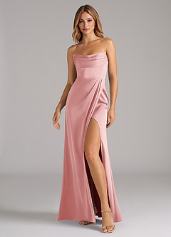 Azazie Johana Bridesmaid Dresses Powder Pink Mermaid Off the Shoulder Stretch Satin Convertible Dress image6