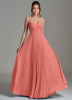 Azazie Catie Bridesmaid Dresses Salmon Pink A-Line Sweetheart Neckline Chiffon Dress image3