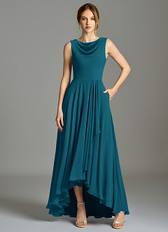 Azazie Wonderland Bridesmaid Dresses Ink Blue A-Line Pleated Chiffon Dress image6